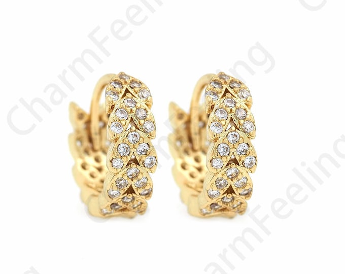 18K Gold Filled Round Earrings,Zircon Earrings,Hollow Earrings,Micropave CZ Gold Earrings,Earring Charm,DIY Jewelry Accessories12x13x4mm
