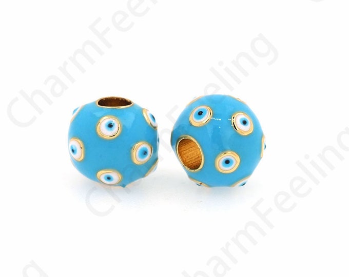18K Gold Filled Cube Spacer Beads, Enamel Eye Spacer Beads, Enamel Jewelry, DIY Bracelet Accessories,9.5x8.5mm