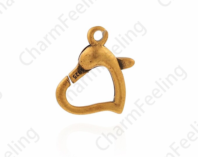 Press Clasp,S925 Silver Clasp,Spring Clasp, Vintage Heart Clasp, 18K Gold Filled Love Clasp, DIY Jewelry Supplies, 11.2x11.5x3.3mm