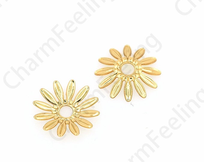 10 pcs 18K Gold Filled Flower Bead Caps,Pearl Caps,Round Bead Caps,Flower Caps,Spacer Jewelry, Brass Caps, DIY Gold Jewelry Making,