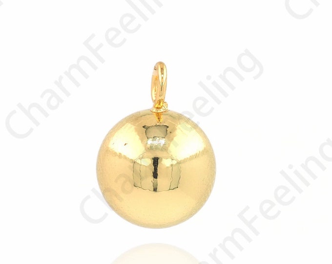 Mirror Pendant, Mirror Ball Pendant,18K Gold Filled Ball Pendant,Polished Gold Plated Charms,Necklace Bracelet Making Pendant