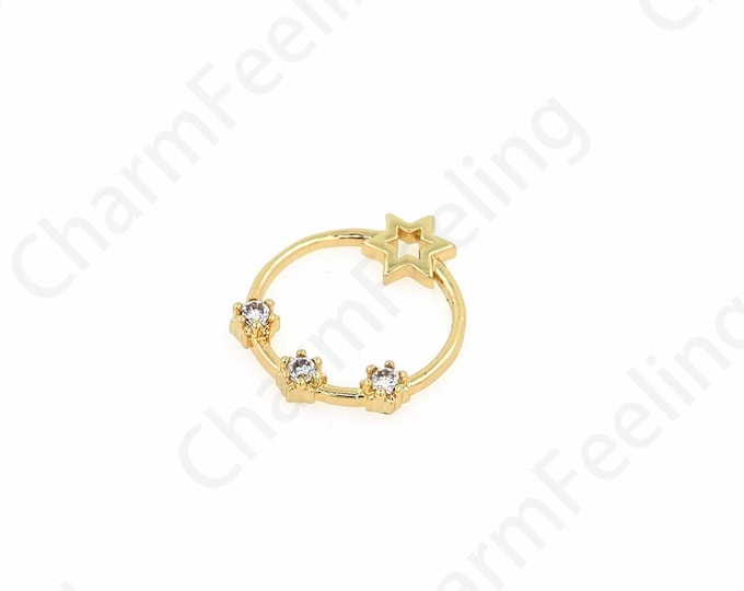 Micropavé CZ Polaris Pendant,Sunshine Pendant,Round Charm,18K Gold Filled Round Pendant,Star Charm,DIY Jewelry Accessories 15.5x12.5x2mm