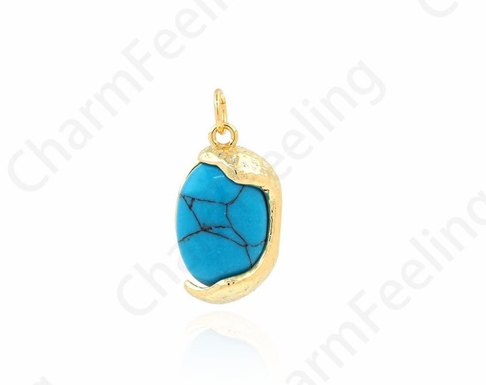 Egg Pendant, Gemstone Pendant, Fashion Pendant, 18K Gold Filled Egg Charm, Gift For Her, Gemstone Necklace, DIY Fashion Items, 23x11.5x5.7mm
