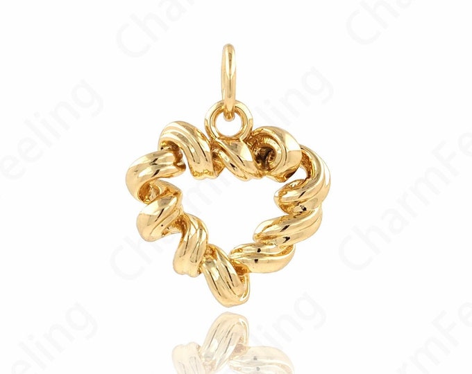 Hollow Heart Pendant, Heart Necklace, 18K Gold Filled Heart Charm, Minimalist Charm, DIY Jewelry Making Accessories 16x13.3x3mm