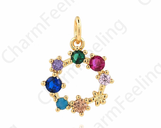 Circle Charm,Micropavé CZ Garland Pendant, 18K Gold Filled Ring Necklace, Circle Pendant,Garland Charm,DIY Jewelry Accessories,17x12.5x2.5mm