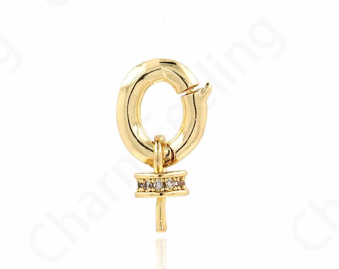 key Clasp, 18K Gold Filled Oval Clasp,Figure-of-Eight Clasp, Carabiner, Bracelet Clasp, DIY Jewelry Making Supplies, 9x17x5.4mm
