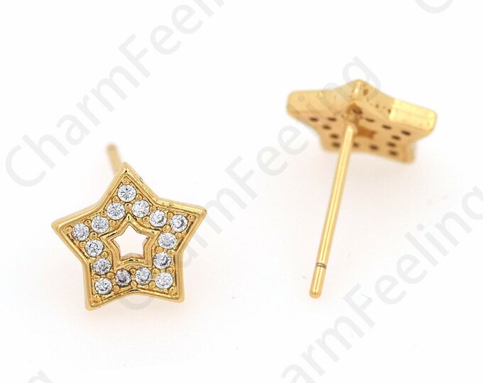 1 pair,Starburst Earrings, Star Line Earrings, 18K Gold Filled Star Hollow Earrings, Star Charm, DIY Jewelry Accessories 9x9mm