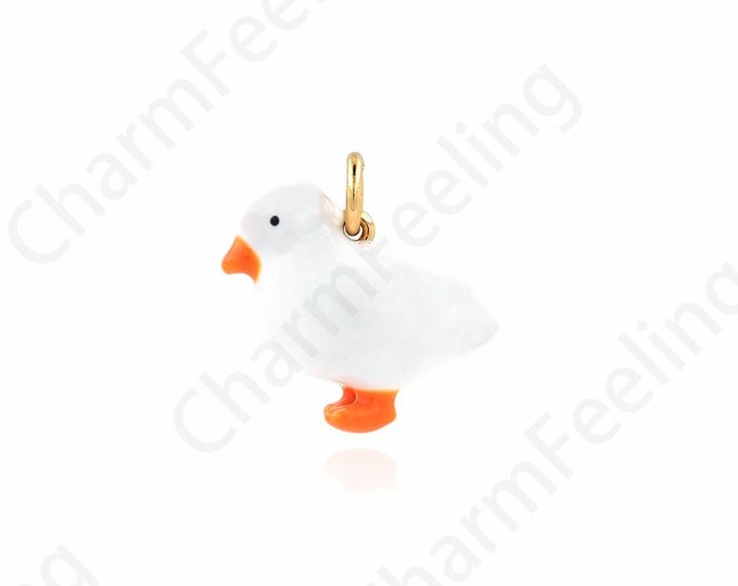 Enamel Bird Pendant, Bird Necklace, Flying Necklace, 18K Gold Filled Bird Charm, Animal Necklace, DIY Jewelry Supplies, 13x13x7mm