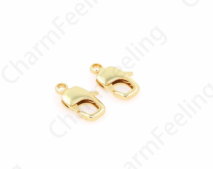 Jewelry Clasp, Spring Clasp, 18K Gold Filled Lobster Clasp, Button Clasp, Carabiner, DIY Jewelry Making Supplies, 16x10.3mm