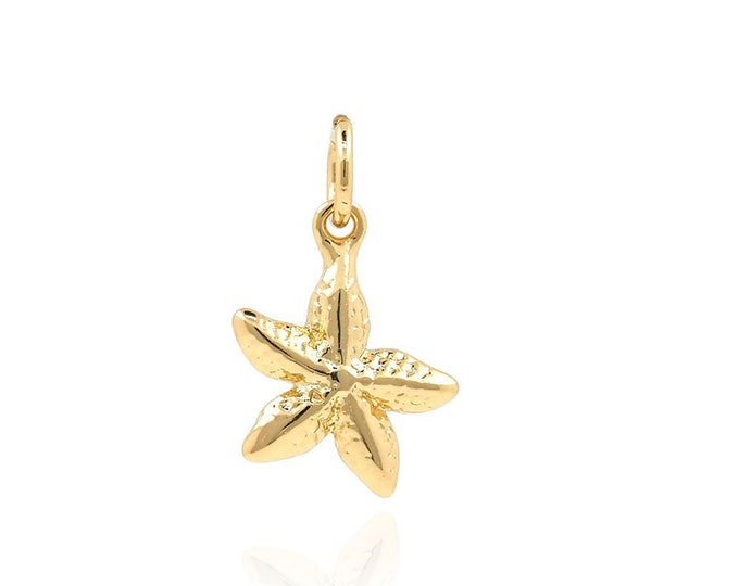 Starfish Pendant, Ocean Charm, 18K Gold Filled Starfish Necklace, Nautical Charm, Starfish Charm, DIY Jewelry Supplies, 12.5x8.5x1.7mm