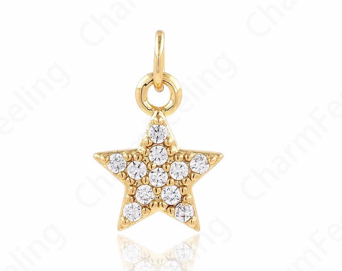 Polaris Charm, Star Pendant, MicroPave Mini Polaris Pendant, Polaris Necklace, Star Charm, DIY Jewelry Making Accessories 12x8.6x2mm
