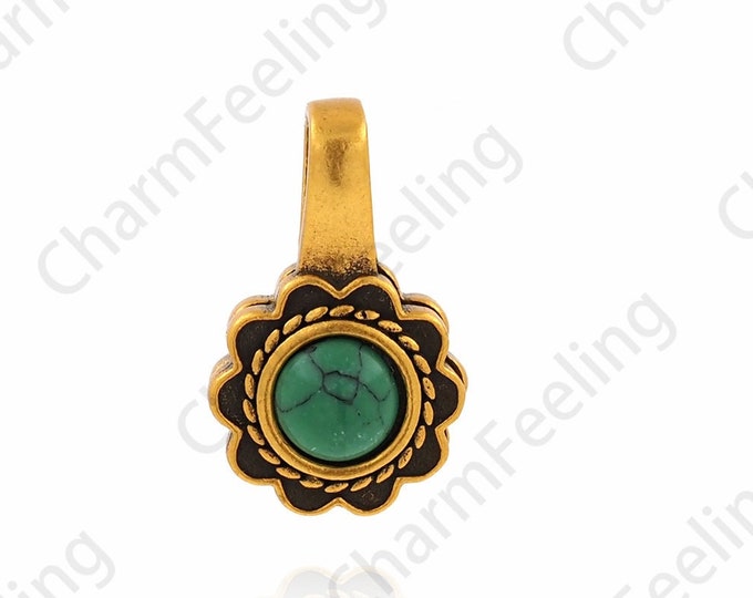 S925 Sterling Silver Flower Necklace,Flower Charms,Vintage Jewelry, Sun Flower Charms,Turquoise Jewelry,DIY Jewelry Supplies,12.5x20x8.5mm