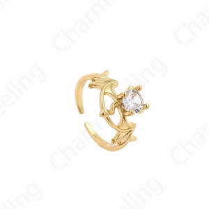 Bat Ring, Micropavé CZ Flying Ring, 18K Gold Filled Wings Ring, Bat Jewelry, DIY Jewelry Supplies