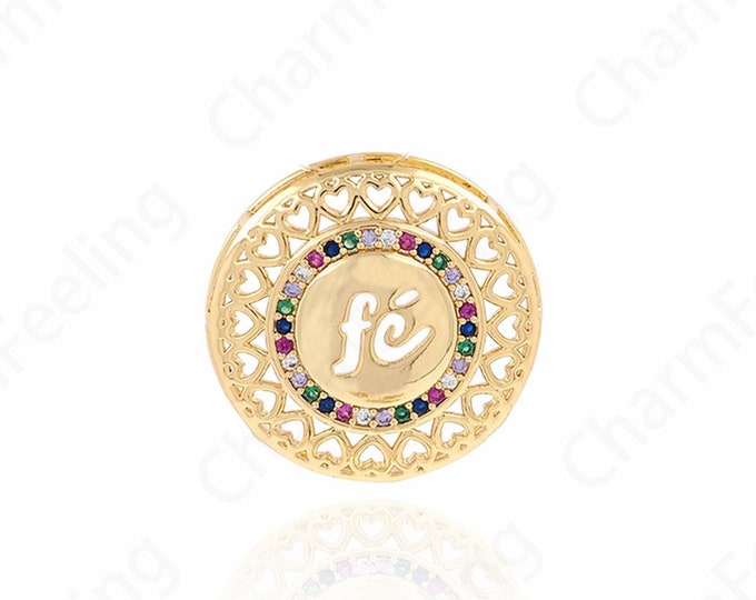Round Pendant, Alphabet FE Pendant, Micropavé CZ Enamel Charm 18K Gold Filled Alphabet Necklace,DIY Jewelry Supplies,22.5x22.5x5.5mm