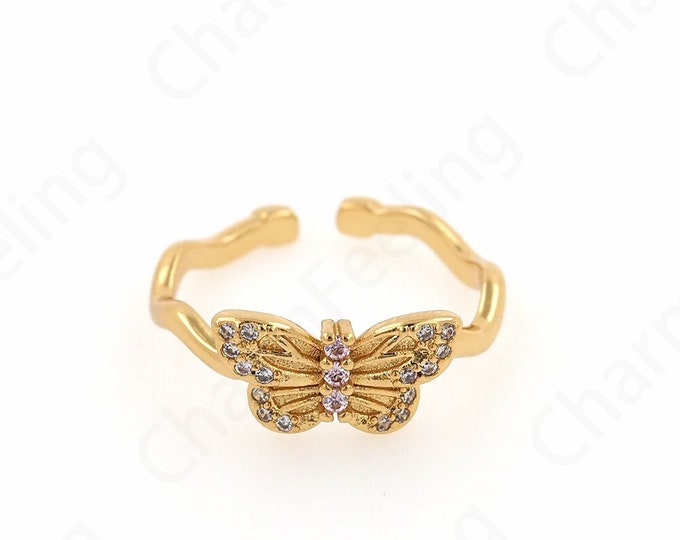 18K Gold Filled Butterfly Ring,Adjustable Ring, Delicate Ring, Signet Ring,Butterfly Jewelry,Fashion Ring, Gold Open Ring,