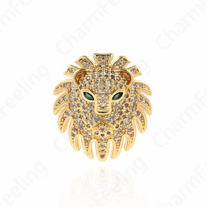 Round Coin Pendant, 18K Gold Filled Lion Head Coin Pendant, Lion Pendant, Lion Charm, Animal Charm, DIY Jewelry Accessories 24x22x10mm