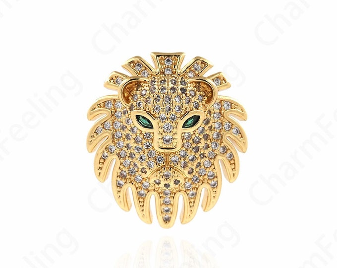 Round Coin Pendant, 18K Gold Filled Lion Head Coin Pendant, Lion Pendant, Lion Charm, Animal Charm, DIY Jewelry Accessories 24x22x10mm