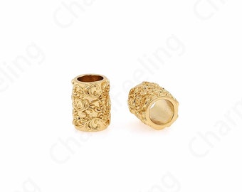 MicroPavé CZ Cylindrical Spacer Beads, Wholesale Beads, 18K Gold Filled Round Beads, Bracelet Assembly Accessories, 10.5x8mm