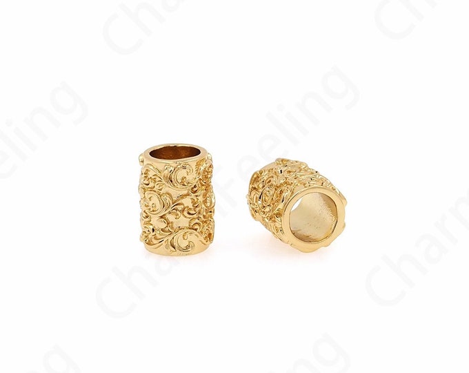 MicroPavé CZ Cylindrical Spacer Beads, Wholesale Beads, 18K Gold Filled Round Beads, Bracelet Assembly Accessories, 10.5x8mm