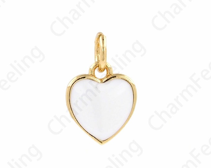 Love Necklace,18K Gold Filled Exquisite Heart-Shaped Pendant,Enamel Pendant,Enamel Charm, Love Charm, DIY Jewelry Accessories, 8.7x13.2x2.4