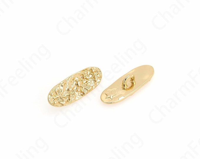 Necklace Beads, Beaded Charms, Oval Beads, 18K Gold Filled Flat Beads, Bracelet Beads, DIY Jewelry Supplies, 28.8x10x1.6mm