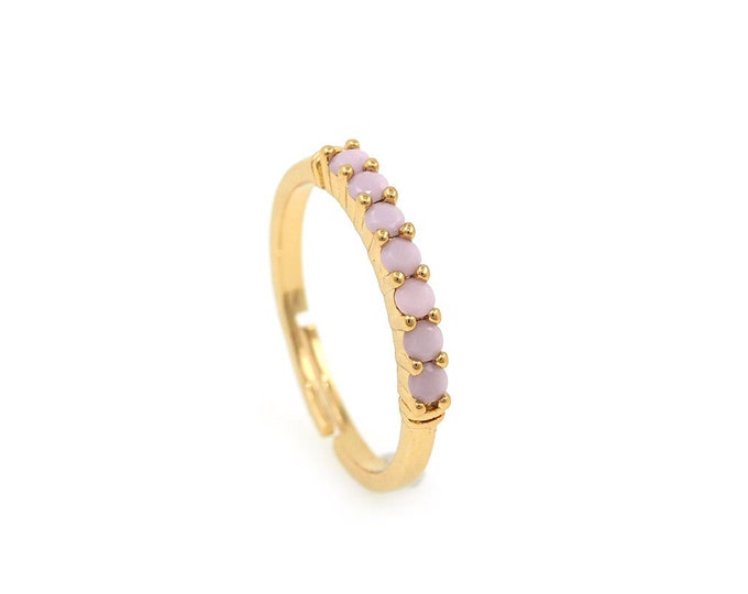 18K Gold Filled Opal Rings, Adjustable Rings, Opal Charm, Ring Charm, Everyday Rings, Round Rings