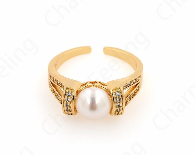 18K Gold Filled Fashion Rings,Pearl Line Rings, Rings Charms, Pearl Rings, Simple Rings, Gifts for Her, Adjustable Rings,