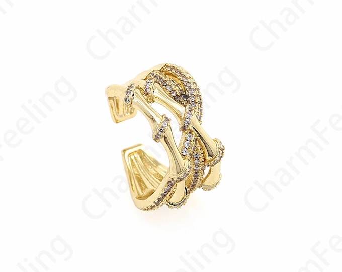 MicroPavé CZ Daily Ring, 18K Gold Filled Adjustable Ring,Thick Gold Ring, Daily Ring, Gold Open Ring, Simple Charm,
