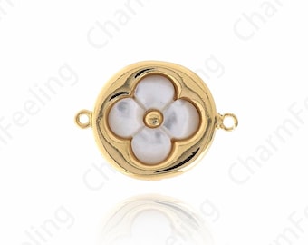 18K Gold Filled Flower Connector, Flower Charm, Flower Pendant, Plant Charm, DIY Jewelry Making Accessories 26.5x20.3x3mm