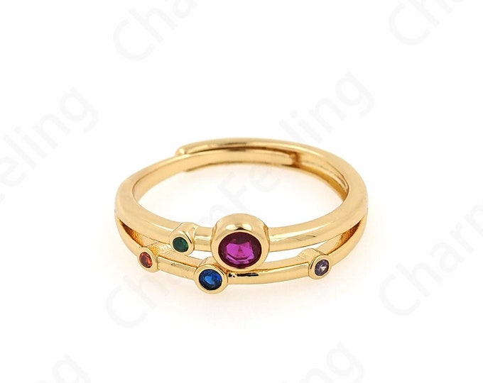 Adjustable Ring, 18K Gold Filled Daily Ring, Micropavé CZ Minimalist Thin Ring, Stackable Ring, Gold Open Ring, Simple Charm