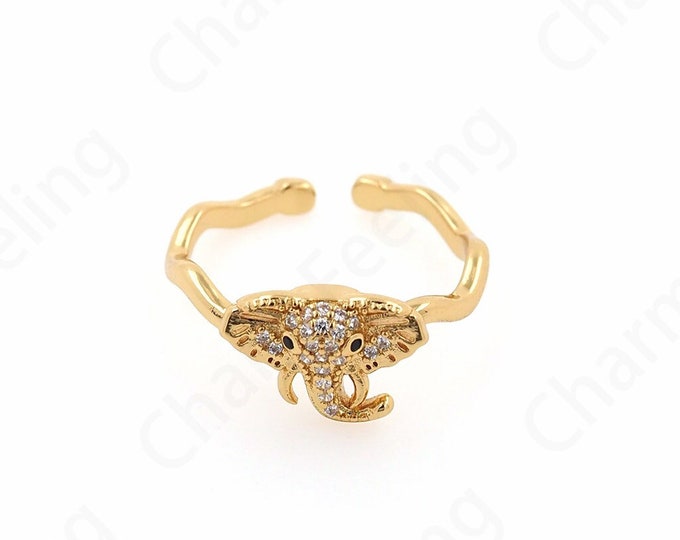 Elephant Ring, 18K Gold Filled Animal Ring, Micro Pavé CZ Animal Jewelry, Wild Animal Ring,