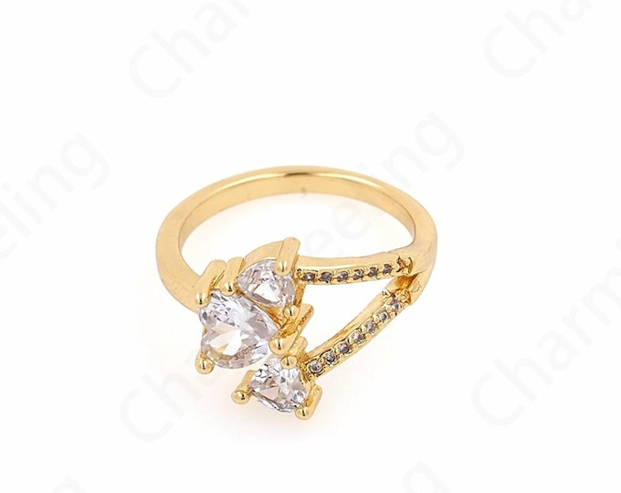Heart Rings, Micro Pavé CZ Wide Rings, 18K Gold Filled Rings, Circle Rings, Wedding Rings, Party Rings,Fashion Rings,