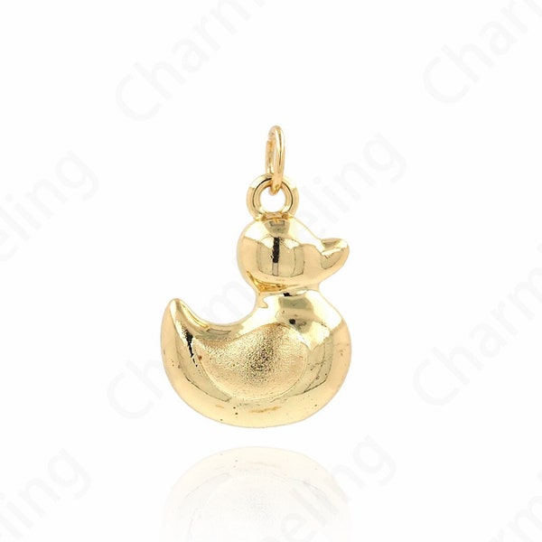 Duck Pendant, 18K Gold Filled Duck Charm, Duck Jewelry, Animal Charm, Animal Pendant, DIY Jewelry Supplies, 20x13.6x7mm