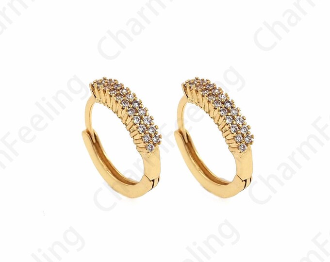 Round Pendants,18K Gold Filled Round Earrings,Hollow Earrings,Micropave CZ Gold Earrings,Earring Charm,DIY Accessories 17.5x18.5x6.5mm