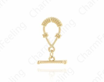 OT Toggle Clasp,OT Necklace Oval Connection Clasp,18K Gold Filled Tone Jewelry Connectors Findings, DIY Jewelry Supplies,