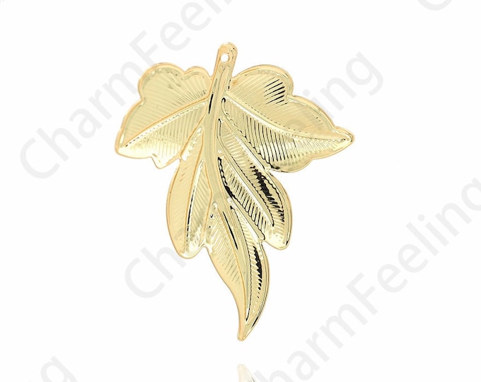 Plant Pendant,Leaf Necklace, 18K Gold Filled Maple Leaf Pendant, Leaf Charm, Maple Leaf Charm, DIY Jewelry Accessories,35x30x2.5mm
