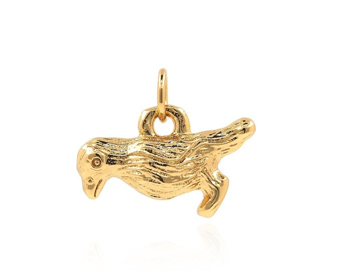 Bird Pendant, Bird Necklace, Flying Necklace, 18K Gold Filled Bird Charm, Animal Necklace, DIY Jewelry Supplies, 14x17x5.5mm