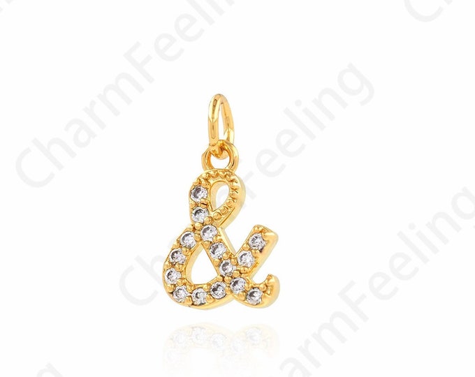 Symbol Pendant,Micropavé CZ Symbol Charm, Infinity Necklace, Fashion Jewelry,18K Gold Filled Dainty Pendant,DIY Jewelry Supplies, 7x12x1.8mm