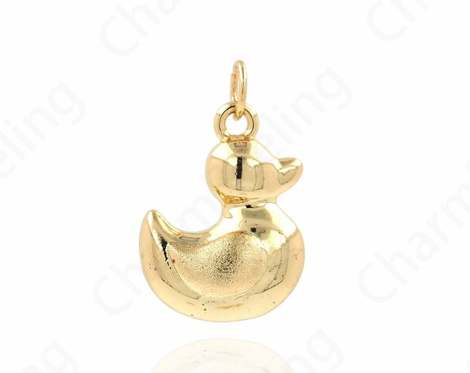 Duck Pendant, 18K Gold Filled Duck Charm, Duck Jewelry, Animal Charm, Animal Pendant, DIY Jewelry Supplies, 20x13.6x7mm