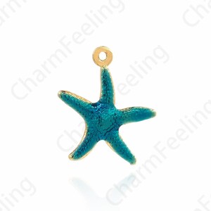18K Gold Filled Starfish Necklace,Enamel Starfish Pendant, Sea Creature Charm, Starfish Pendant, DIY Jewelry Accessories 17.5x15.5x2.5mm