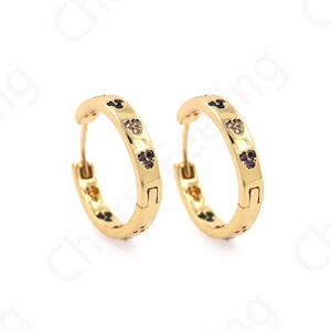 1 Pair,Micropaved CZ Gold Earrings, Simple Heart-Shaped Earrings, 18K Gold Filled Heart-Shaped Earrings, A Gift For Her, 19.3x20x3.5mm