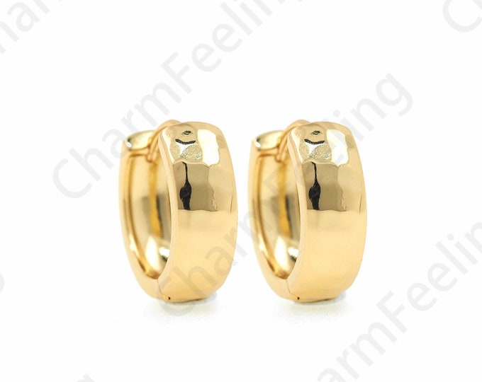 1 Pair,Round Earrings, 18K Gold Filled Thick Earrings, Round Earrings, Round Hollow Earrings, A Gift For Her, 15x16x5mm