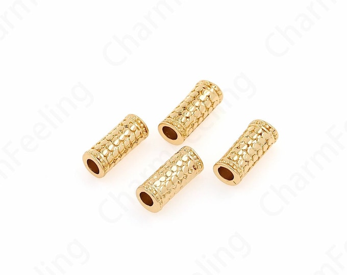 10pcs 18K Gold Filled Bar Spacer Beads, Alloy Beads,Long Spacer Beads, Stick Beads, Bracelet Beads, DIY Jewelry Making Supplies, 17x7mm