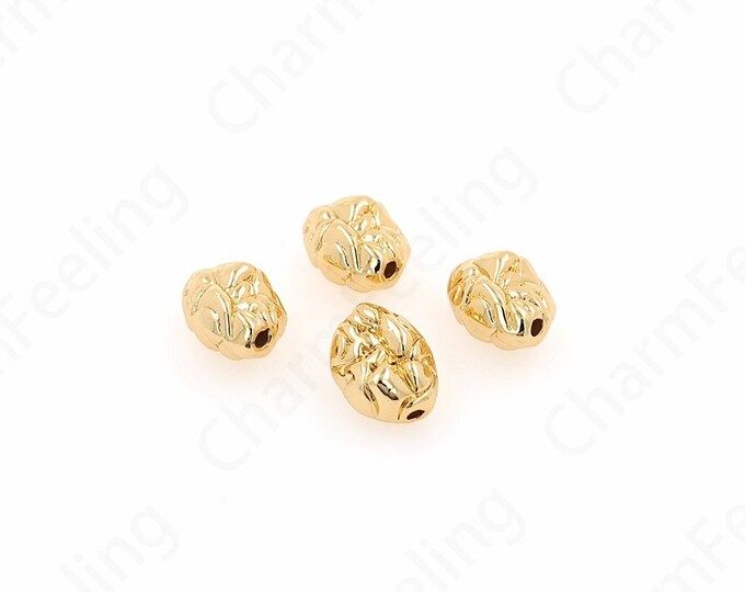10 pcs Bead Accessories, Baroque Beads, Gold Beads, Alloy Spacer Beads, 18K Gold Filled Simple Beads, DIY Jewelry Supplies, 11.5x6.5x8.5mm