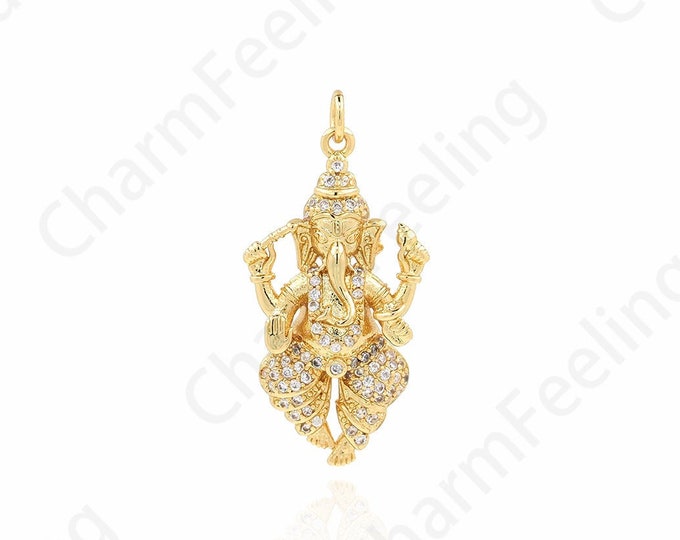 Buddha Charm,Character Charm,Micropavé CZ Character Pendant,Buddhist Jewelry,18K Gold Filled Buddha Pendant,DIY Jewelry Supplies,35x17x6.5mm