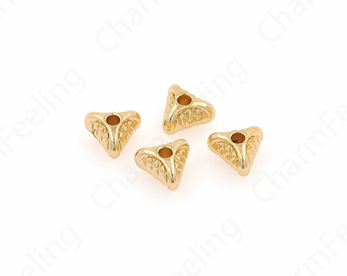 10pcs 18K Gold Filled Bracelet Necklace Beads, Simple Beads, Triangle Spacer Beads, Alloy Beads,DIY Jewelry Supplies, 9x10x6mm