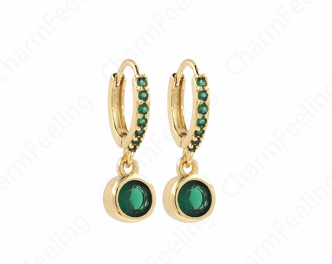 Drop Earrings,Pendant Earrings,Micropavé CZ Gold Earrings,18K Gold Filled Round Earrings,Round Pendants,DIY Jewelry Supplies 20x12.3x3.4mm