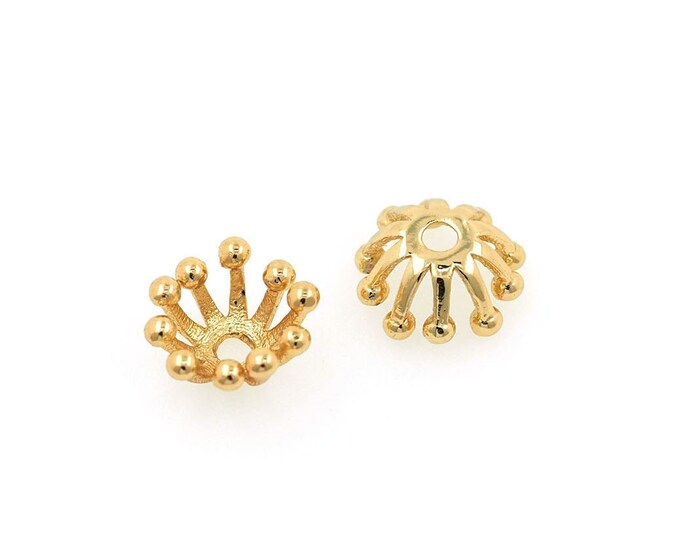 10 pcs 18K Gold Filled Flower Bead Caps,Pearl Caps,Round Bead Caps,Flower Caps,Spacer Jewelry, Brass Caps, DIY Gold Jewelry Making,