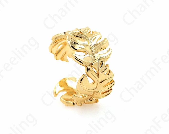 Minimalist Leaf Ring, 18K Gold Filled Leaf Ring, Adjustable Ring, Ginkgo Leaf Ring, Ladies Ring, Gift For Her 1PCS