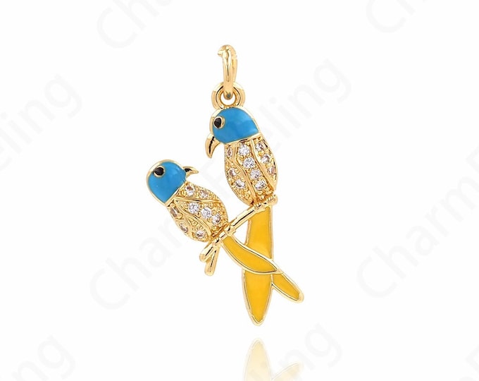 Animal Charm, Bird Pendant, Micropavé CZ Flying Charm, Bird Necklace, 18K Gold Filled Animal Pendant, DIY Jewelry Supplies, 25x12.5x2.3mm